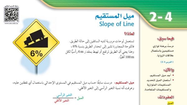 شرح درس ميل المستقيم اول ثانوي - موقع منهجي
